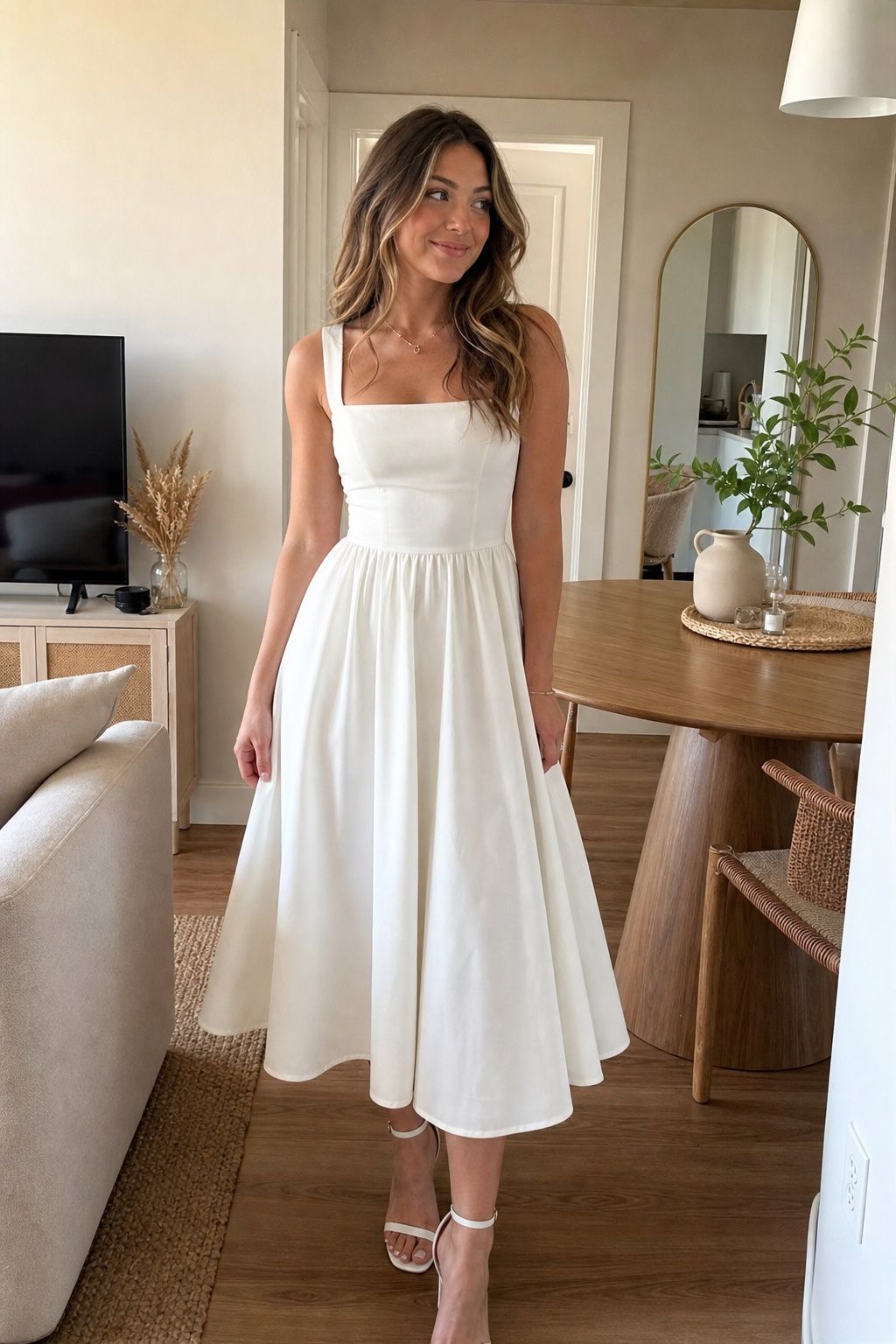 Tea-Length White Dress small apartment idea for Top 17 Graduation Outfit Ideas for High School Students to Look Their Best.