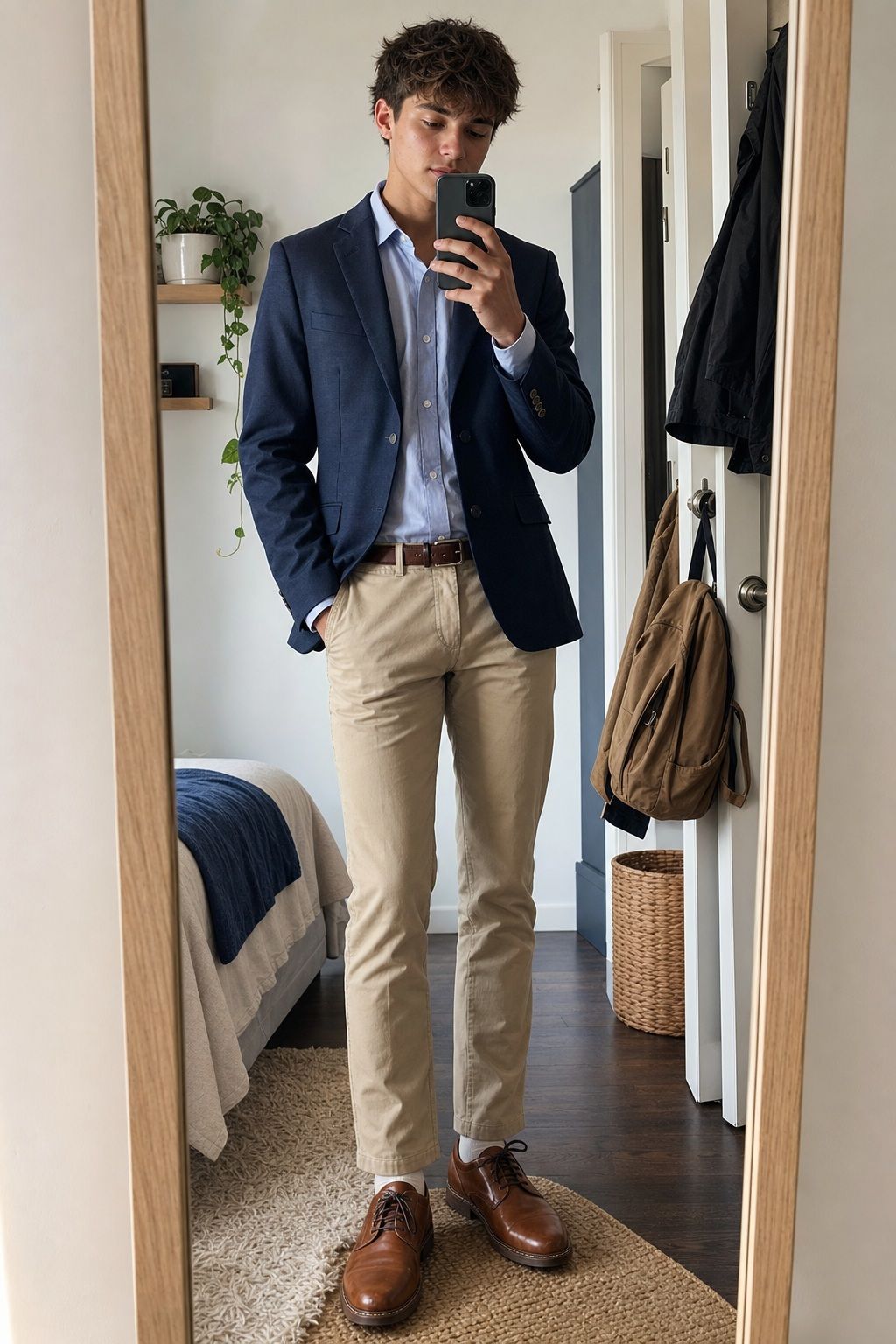 Smart-Casual Blazer with Chinos small apartment idea for Top 17 Graduation Outfit Ideas for High School Students to Look Their Best.