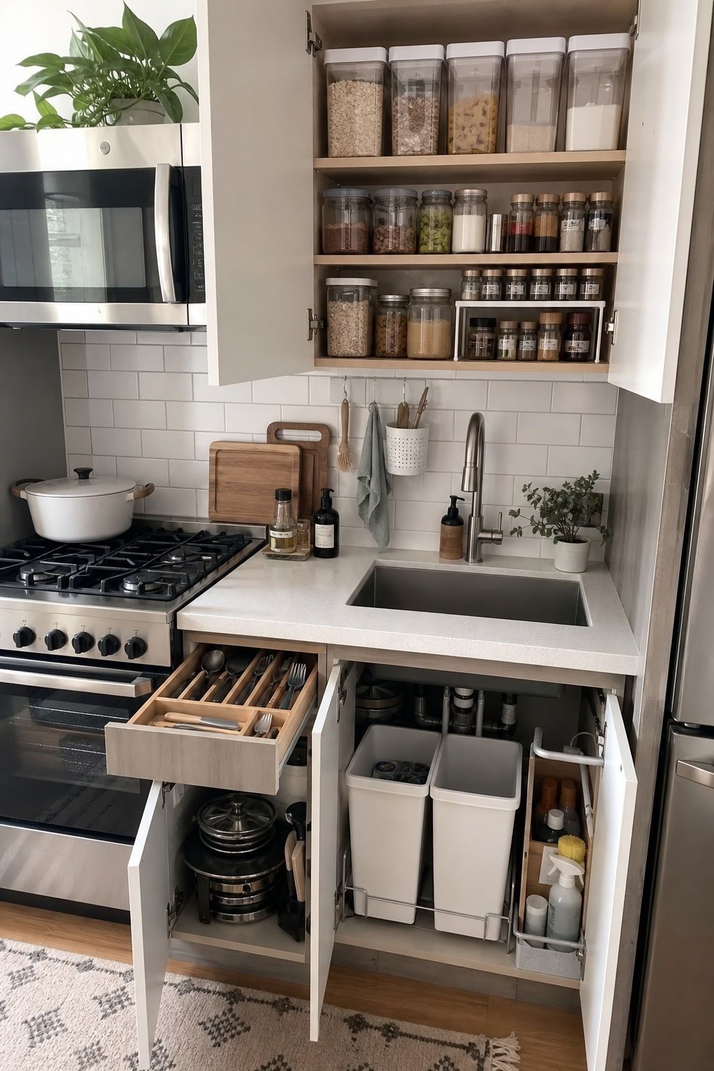 Kitchen Organization small apartment organization idea for How to Organize a Small Apartment Room by Room (And Keep It That Way).