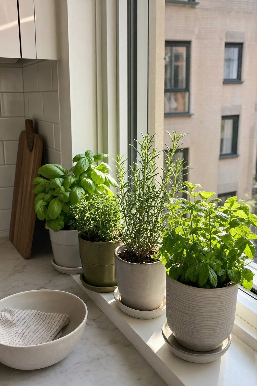 Start a Small Herb Garden on the Windowsill small apartment idea for Top 20 Small Apartment Decorating Ideas That Work in Any Space.