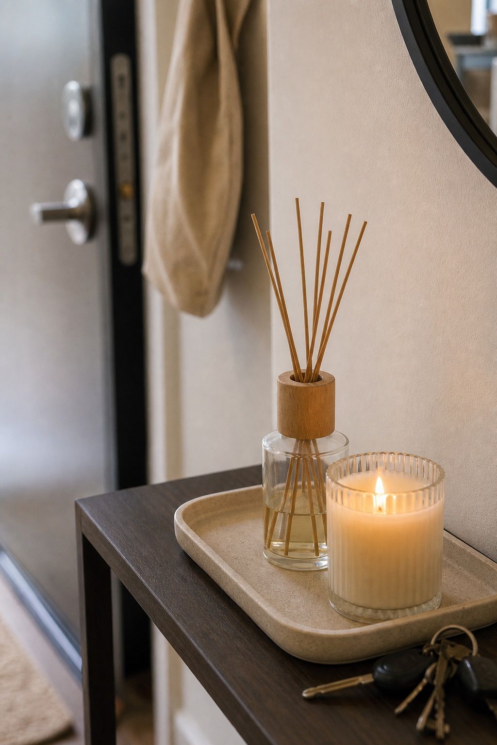 Place a Candle or Diffuser for a Scent That Greets You Home small apartment idea for Top 18 Small Apartment Entryway Ideas When You Have No Foyer.