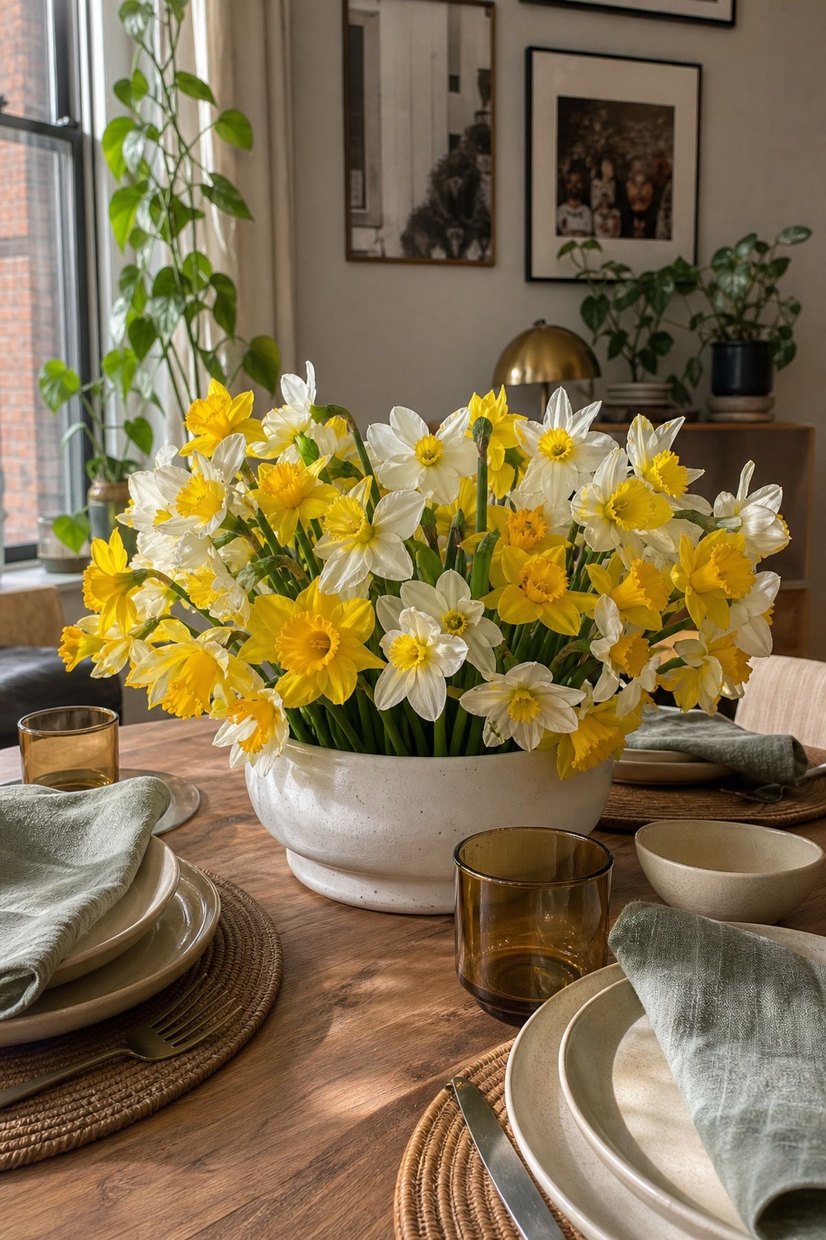 A Daffodil or Narcissus Cluster small apartment idea for Top 17 Colorful Spring Centerpiece Ideas for Your Table.