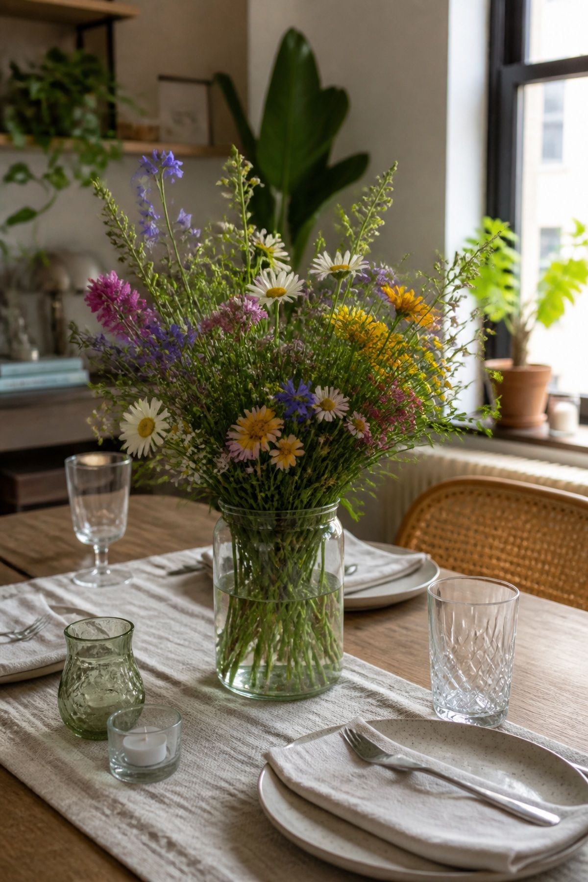 A Mixed Wildflower Centerpiece small apartment idea for Top 17 Colorful Spring Centerpiece Ideas for Your Table.