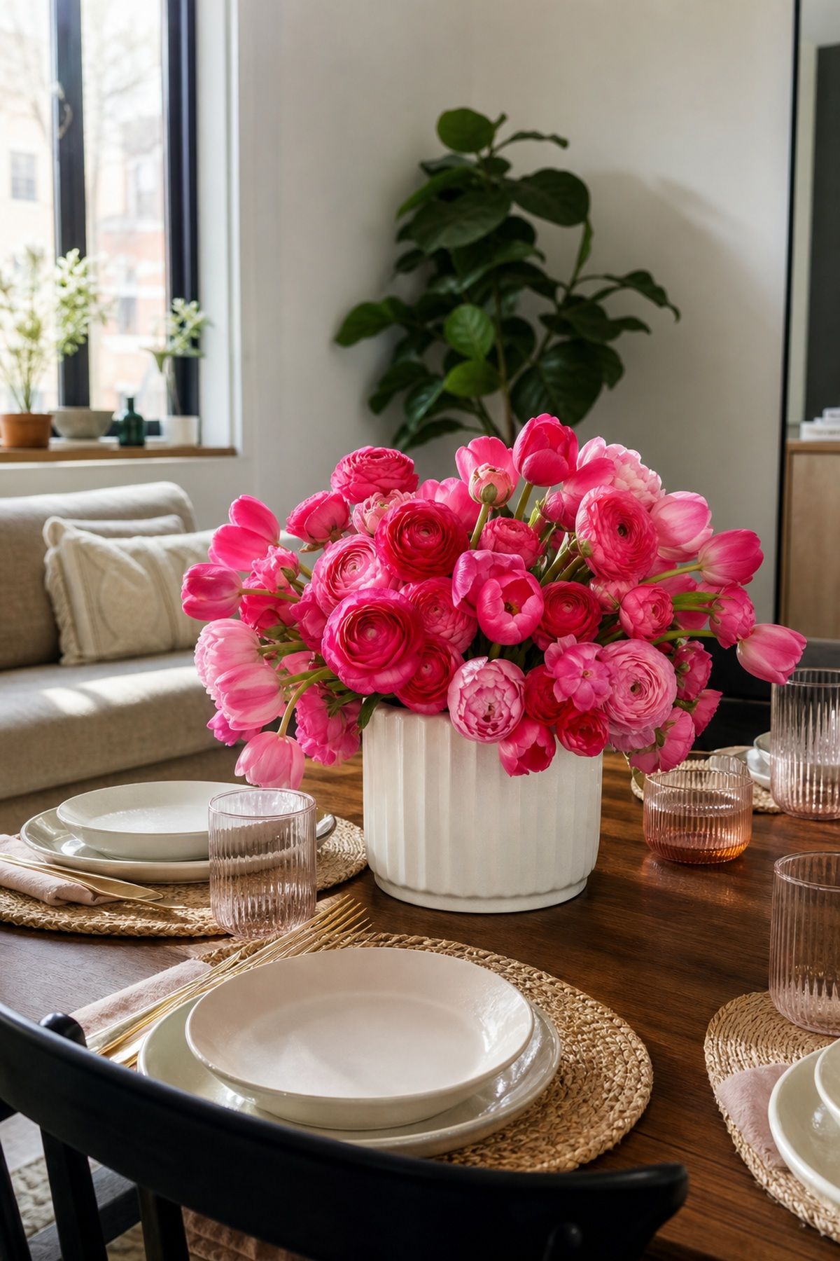 A Single-Color Statement Arrangement small apartment idea for Top 17 Colorful Spring Centerpiece Ideas for Your Table.