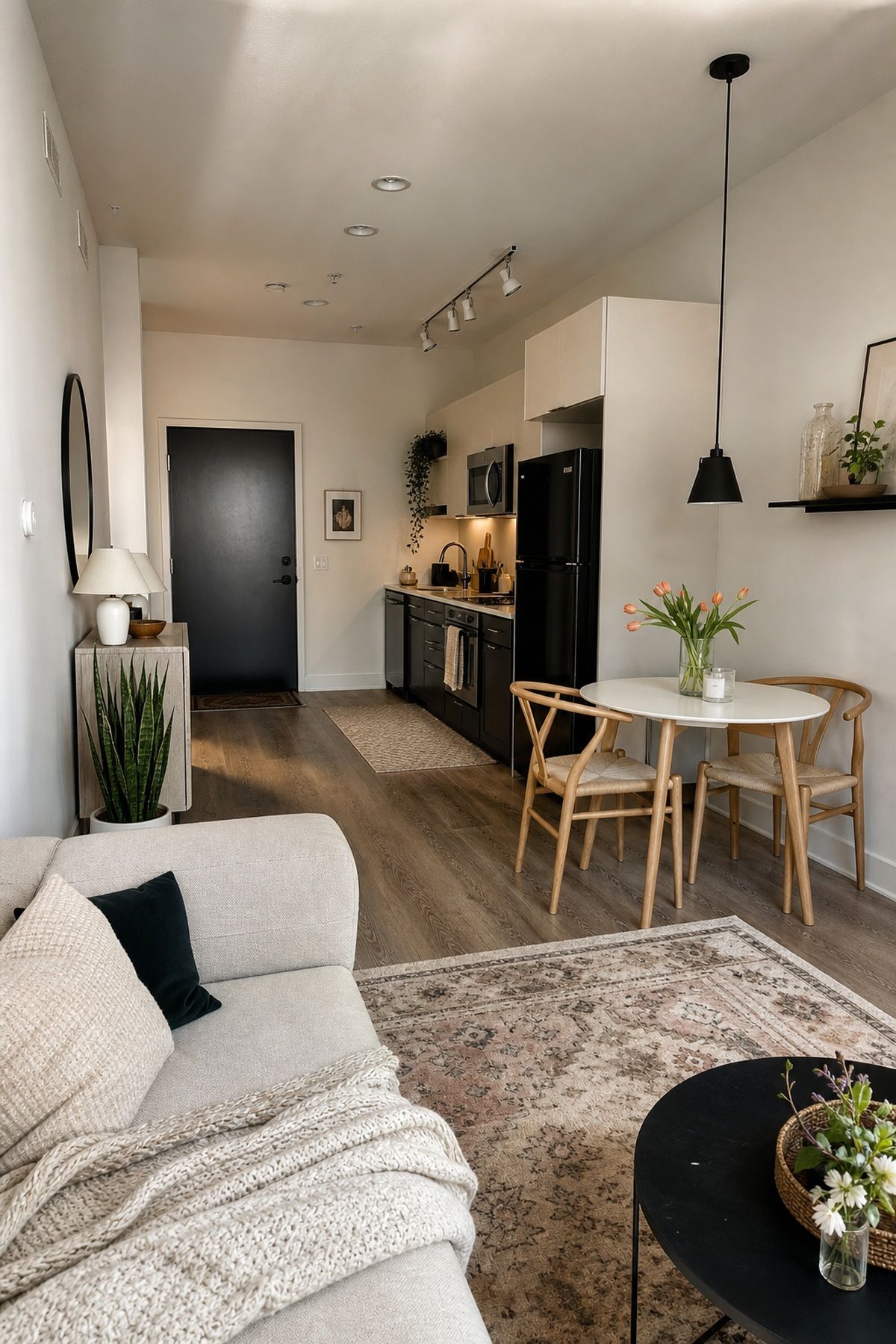 Open-Concept: Kitchen, Dining & Living as One small apartment floor plan idea for 1-Bedroom Apartment Floor Plans: Smart Layouts for Every Space.
