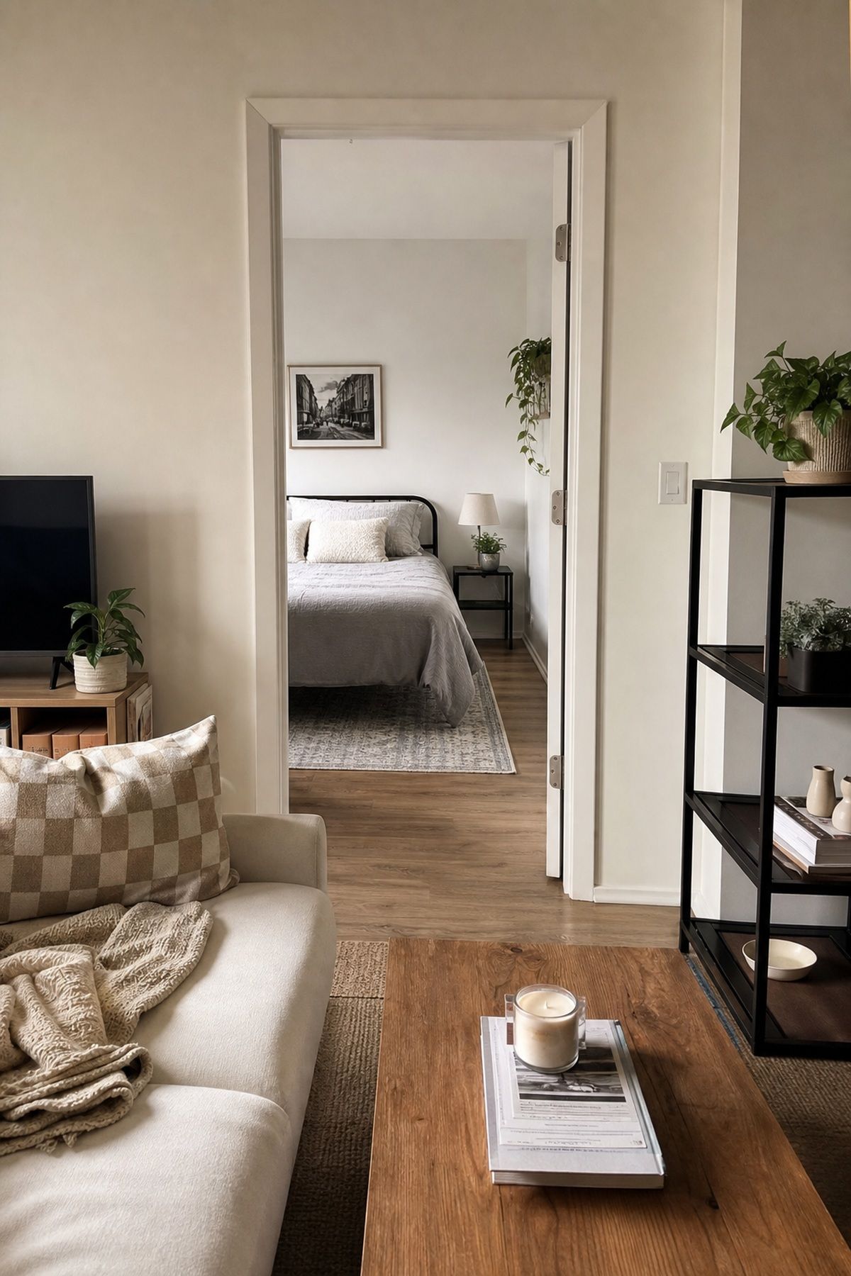 Split Layout: Living Room Separate from Bedroom small apartment floor plan idea for 1-Bedroom Apartment Floor Plans: Smart Layouts for Every Space.