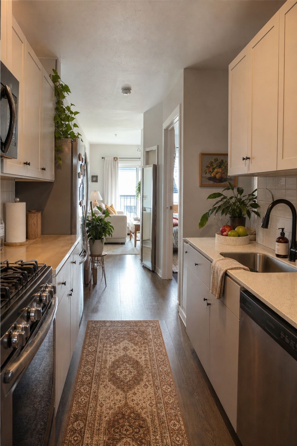 Galley Kitchen with Separate Living & Bedrooms: The Efficient Layout idea for 2-Bedroom Apartment Floor Plans: Layouts That Work for Small Spaces.