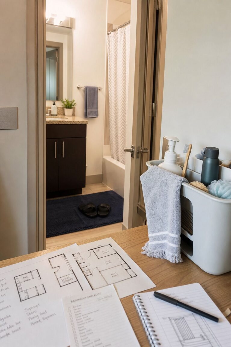 Figure Out Which Bathroom Type You Have small apartment idea for Top 19 Space-Saving College Dorm Bathroom Ideas Students Swear By.