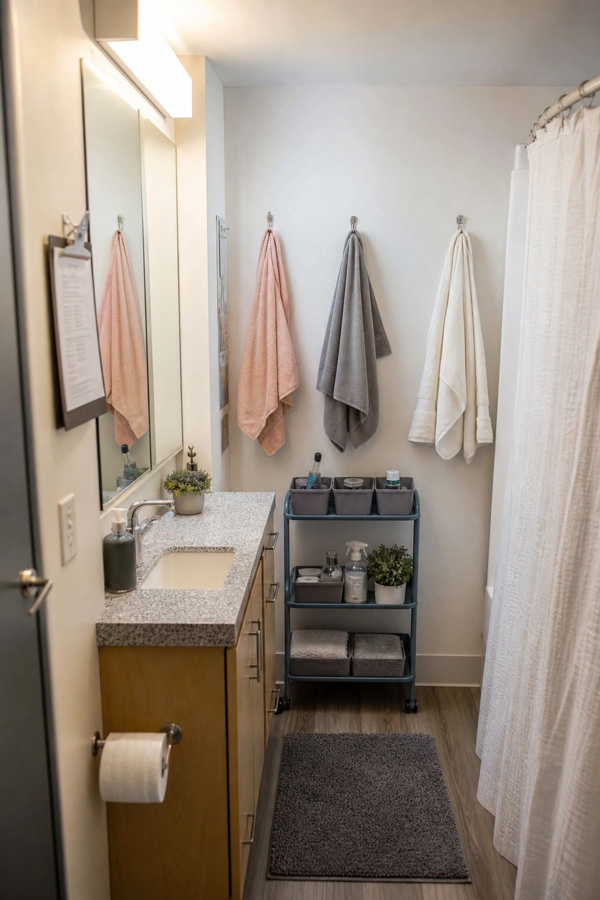 Plan a Suite Bathroom Around Shared Space small apartment idea for Top 19 Space-Saving College Dorm Bathroom Ideas Students Swear By.