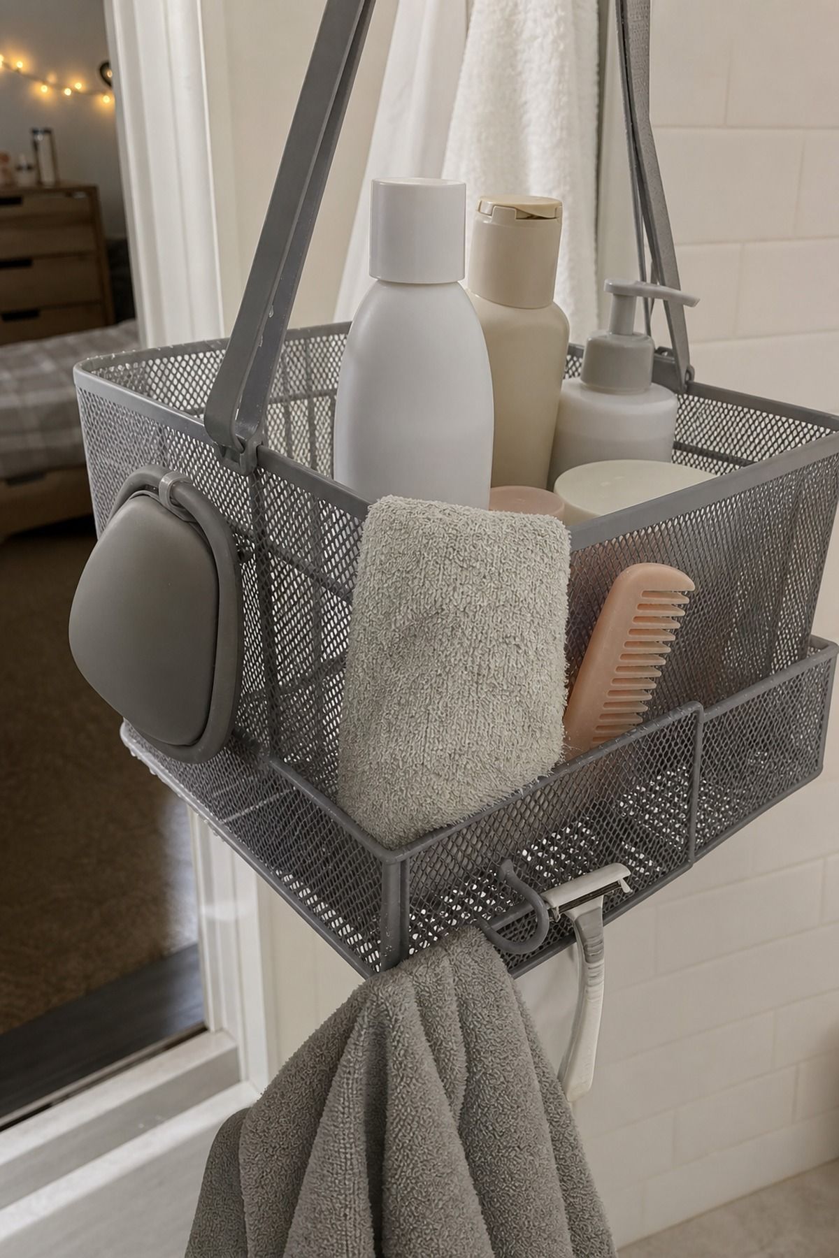 Get a Sturdy, Drainable Shower Caddy small apartment idea for Top 19 Space-Saving College Dorm Bathroom Ideas Students Swear By.