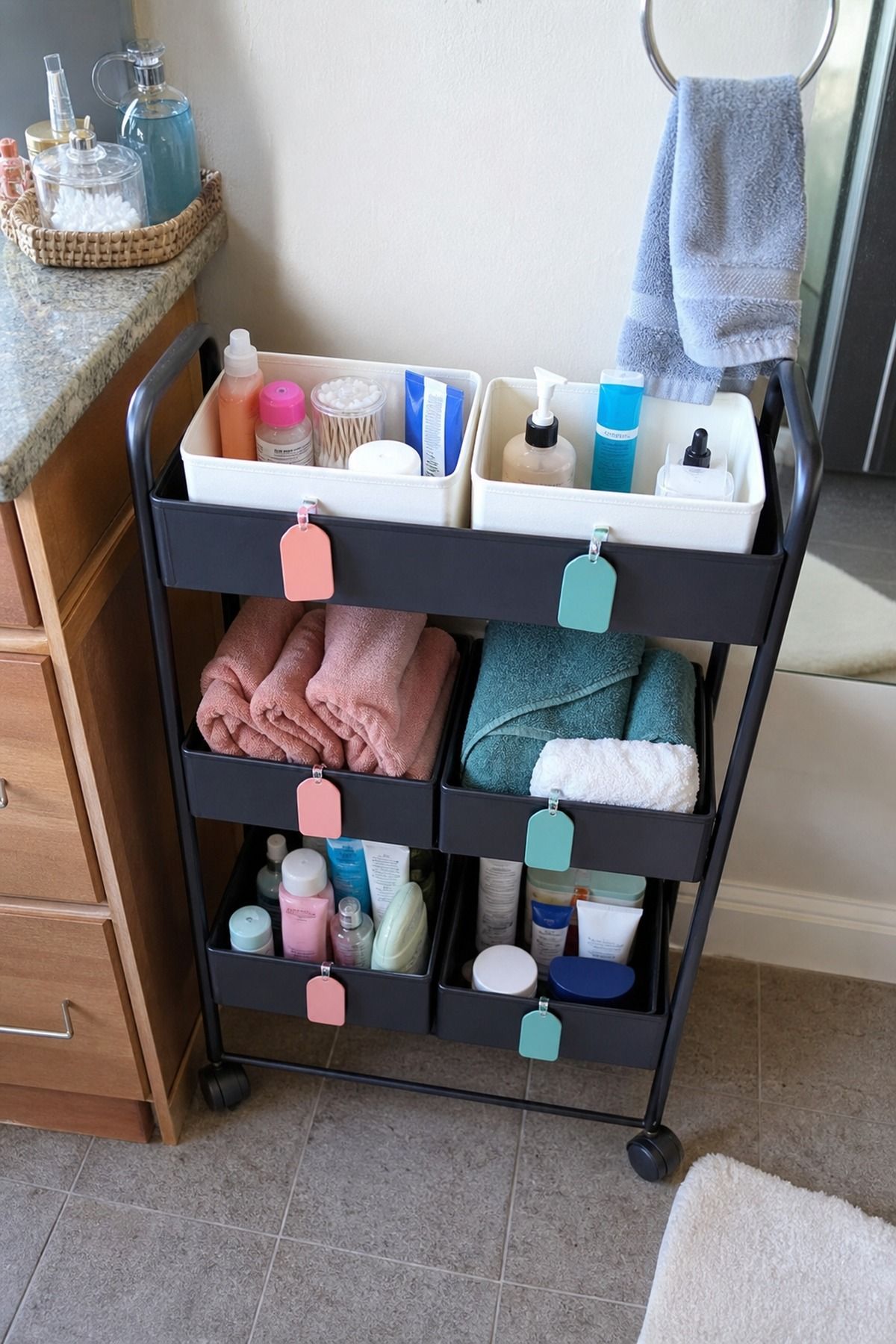 Label and Separate Shared Items Clearly small apartment idea for Top 19 Space-Saving College Dorm Bathroom Ideas Students Swear By.