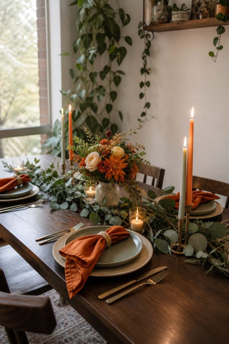 Burnt Orange and Sage small apartment idea for Top 20 Fall Wedding Decor Ideas That Capture the Beauty of the Season.