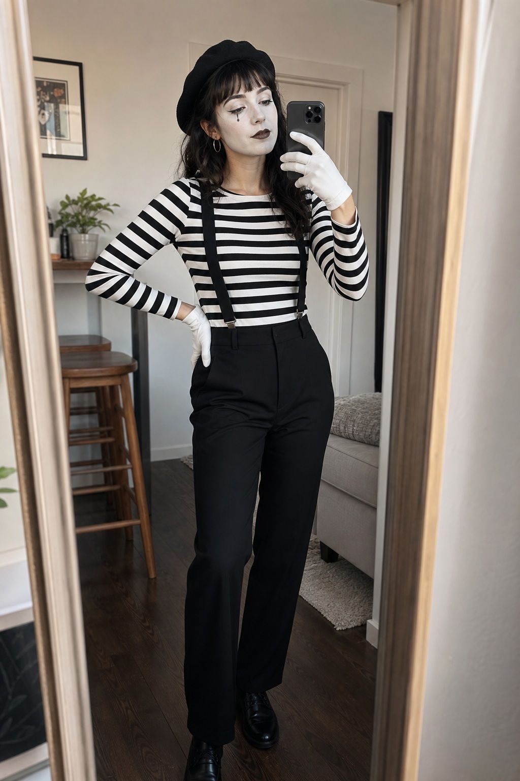 A Mime in Black and White small apartment idea for Top 19 Easy Halloween Costume Ideas You Can Pull Off Fast.