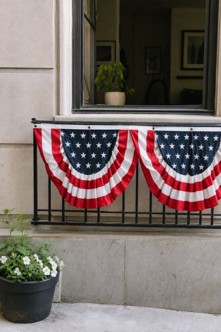 Hang Classic Flag Bunting small apartment idea for Top 18 Fourth of July Decor Ideas for Small Apartments.