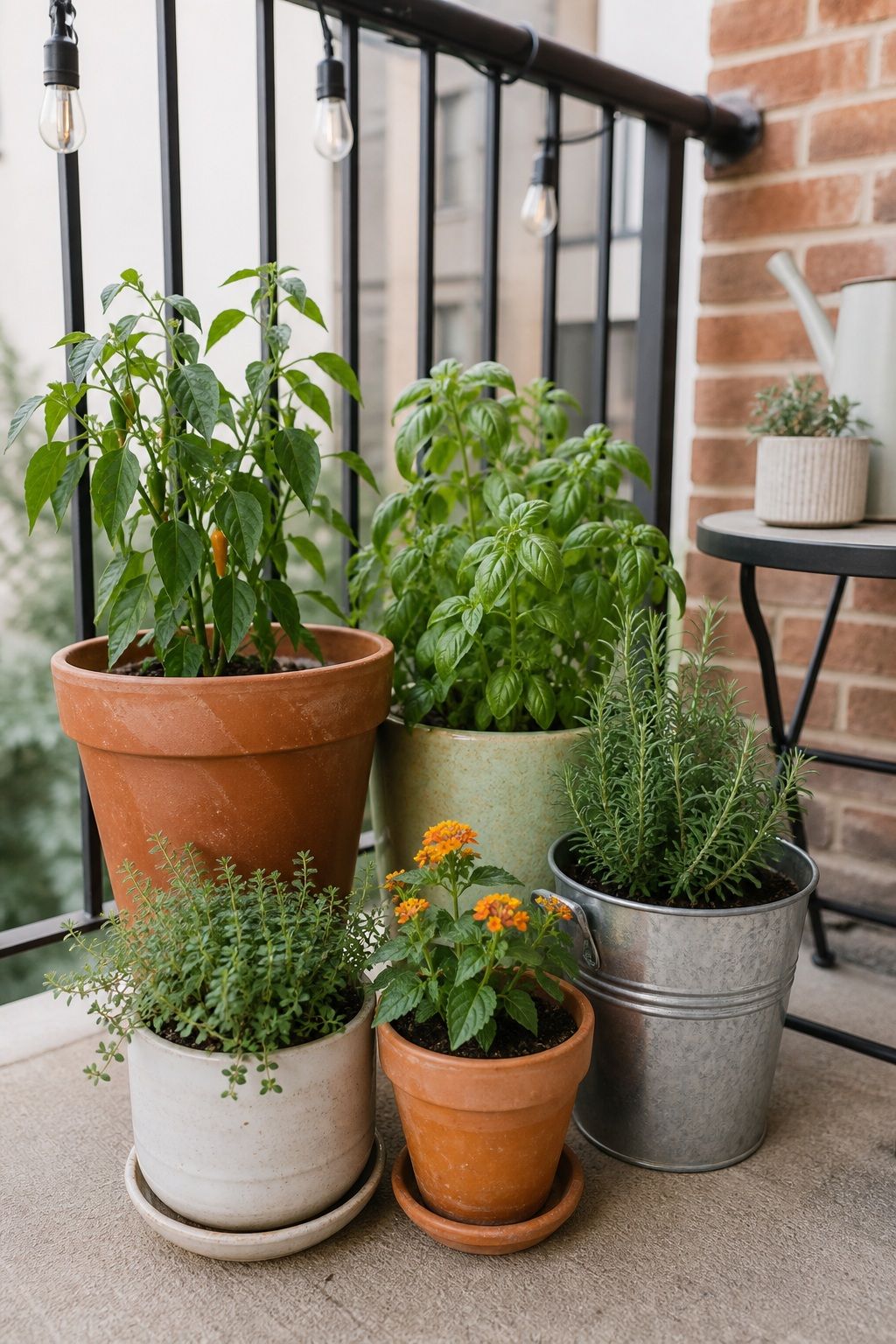 Group Containers in Odd Numbers small apartment idea for Top 18 Garden Summer Decor Ideas for Small Apartments.