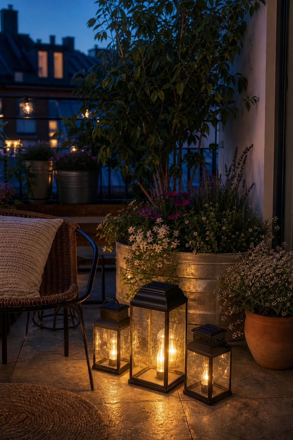Cluster Solar Lanterns at Ground Level small apartment idea for Top 18 Garden Summer Decor Ideas for Small Apartments.