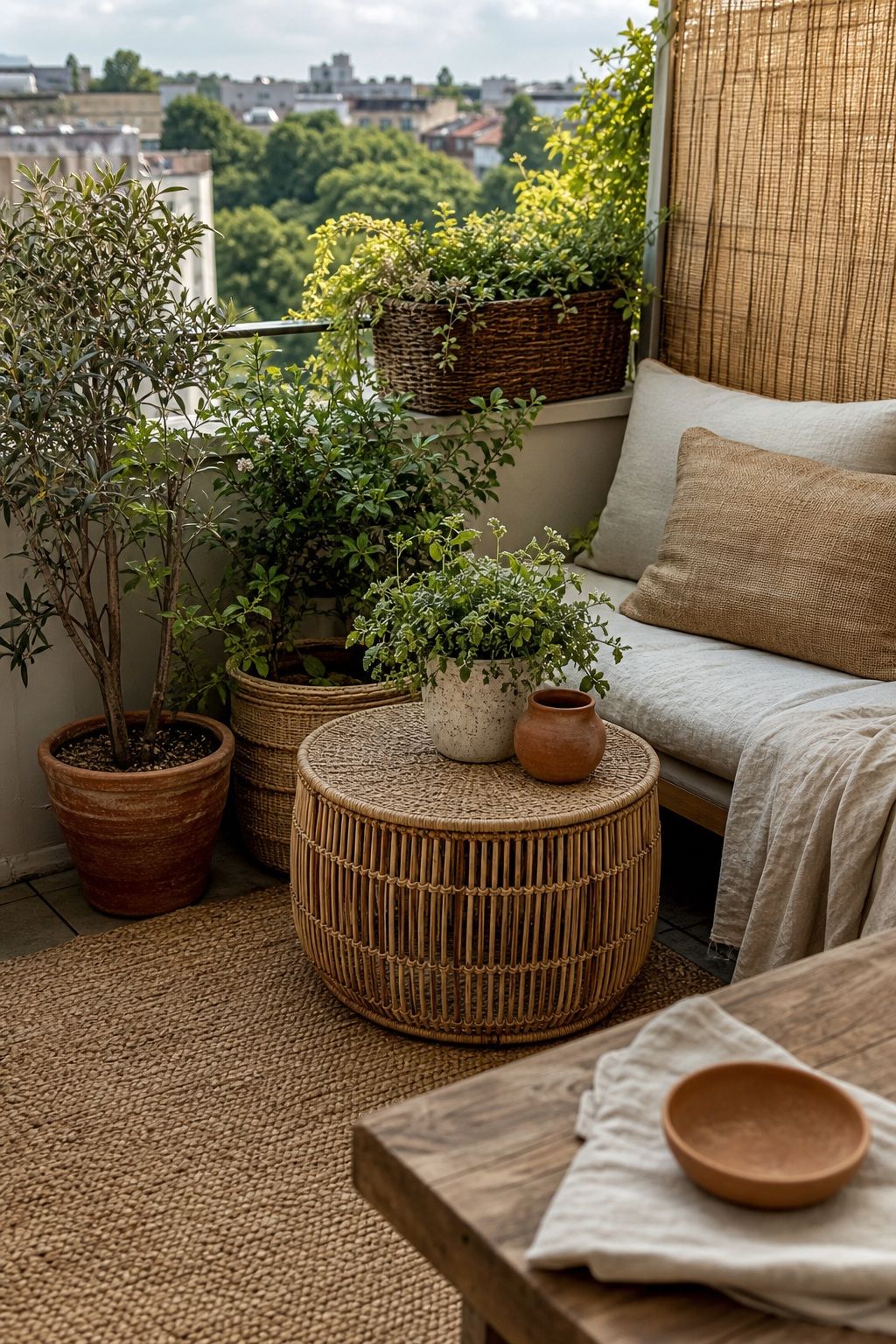 Layer in Natural Texture and Materials small apartment idea for Top 18 Garden Summer Decor Ideas for Small Apartments.