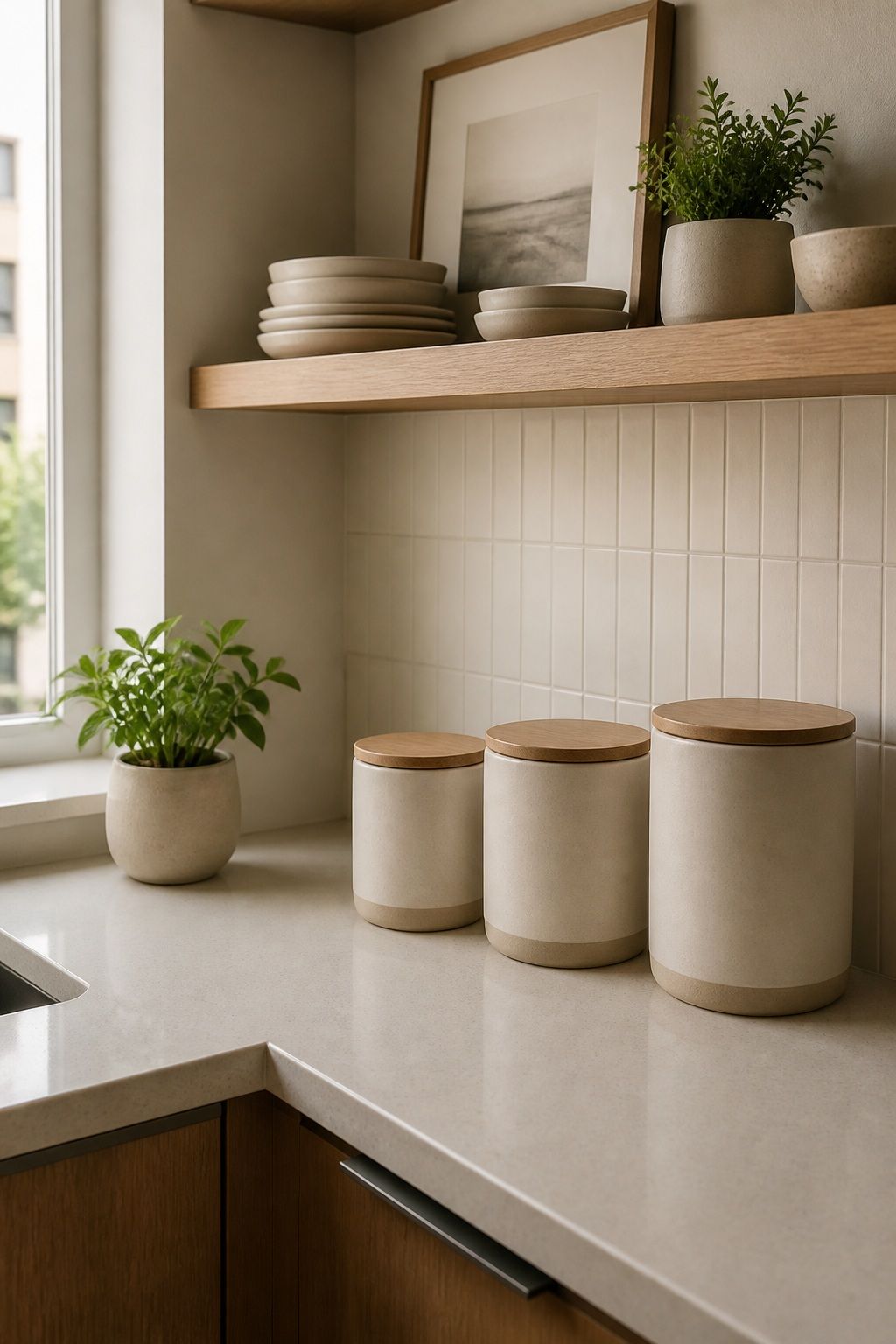 Choose Matching, Minimal Canisters small apartment idea for Top 17 Kitchen Zen Home Decor Ideas for Small Apartments.