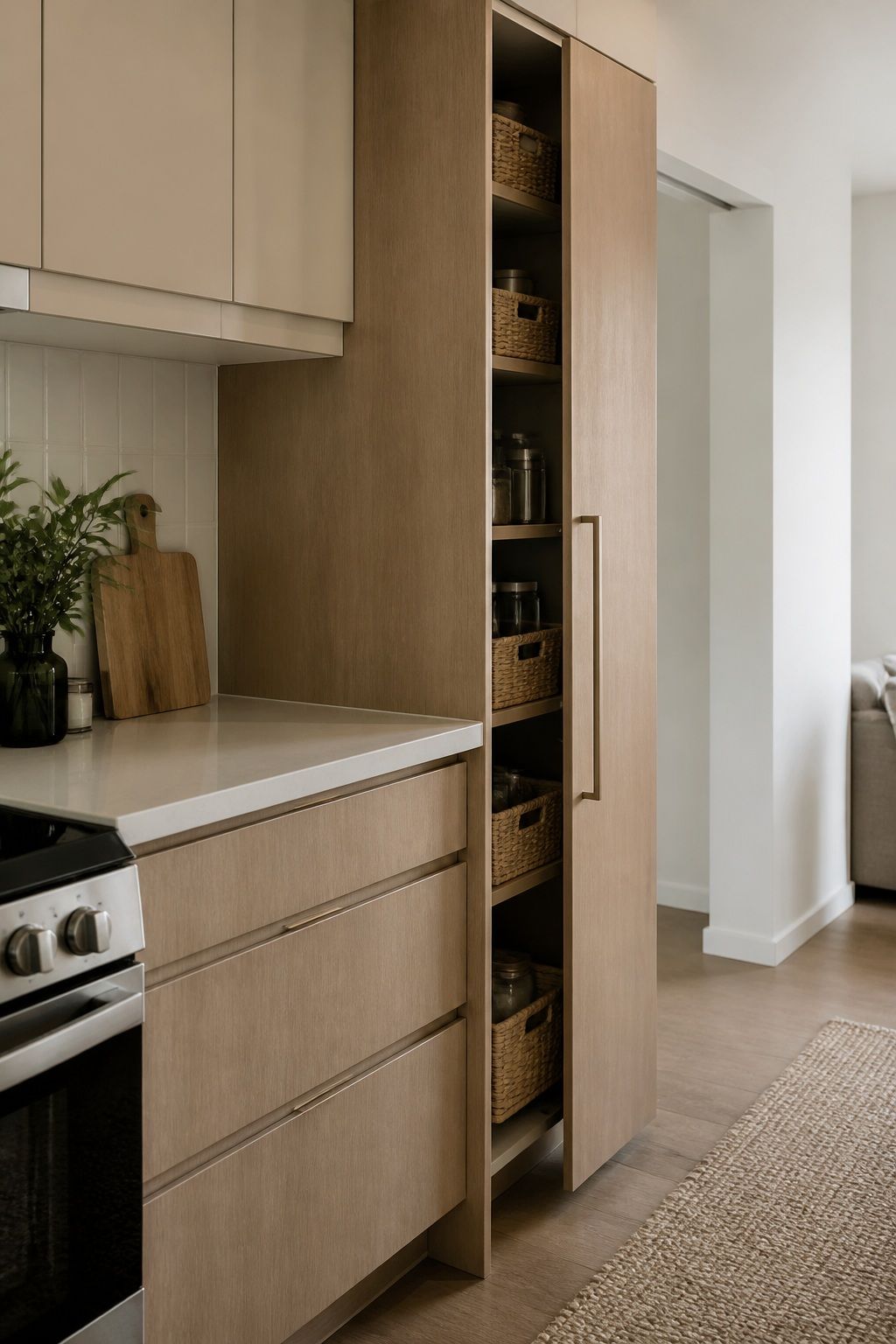 Move Storage Behind Closed Doors small apartment idea for Top 17 Kitchen Zen Home Decor Ideas for Small Apartments.