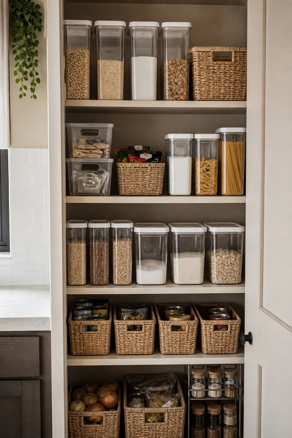Contain the Pantry in Clear or Neutral Bins small apartment idea for Top 17 Kitchen Zen Home Decor Ideas for Small Apartments.