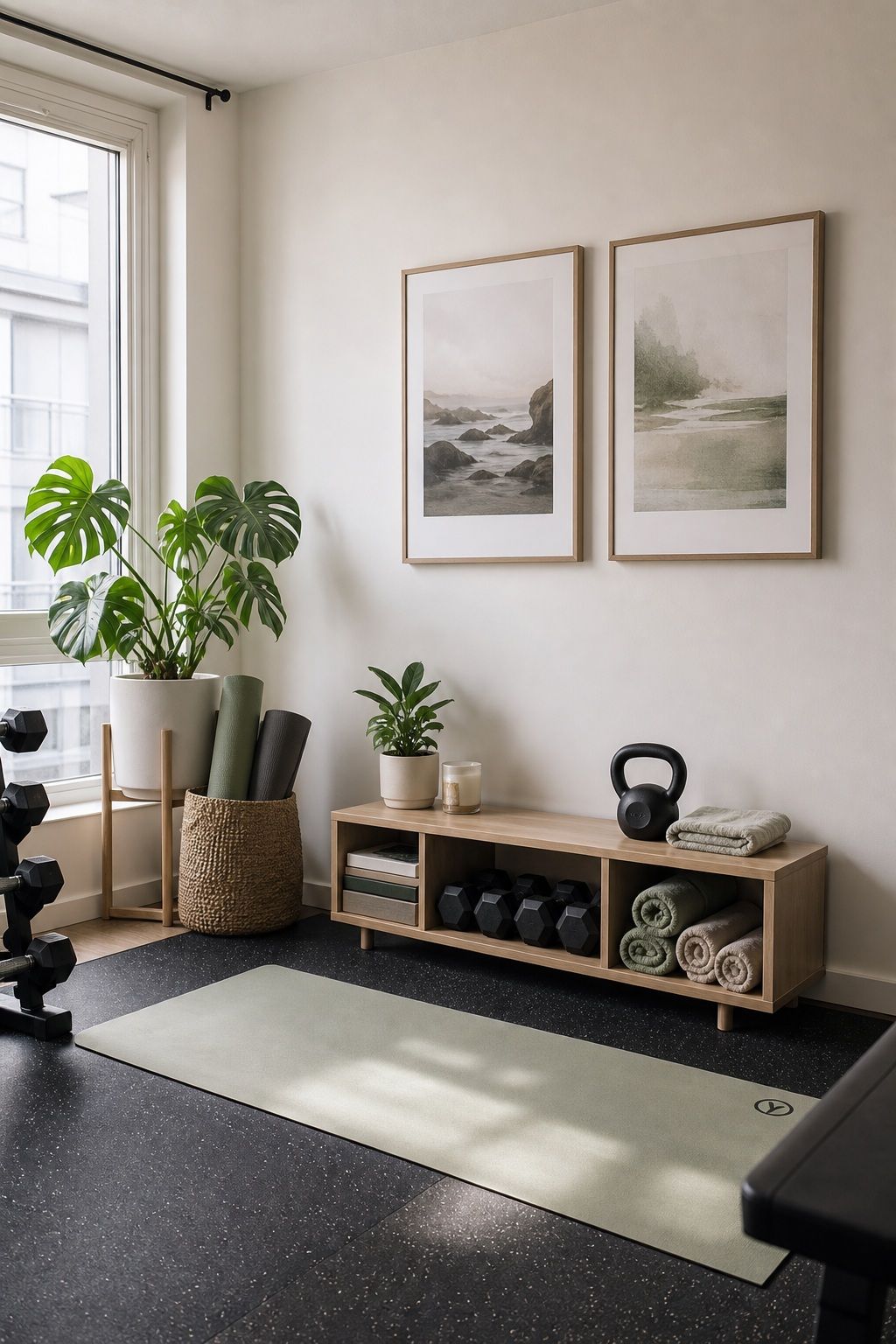 Add Calming Wall Art small apartment idea for Top 16 Zen Home Gym Decor Ideas for Small Apartments.