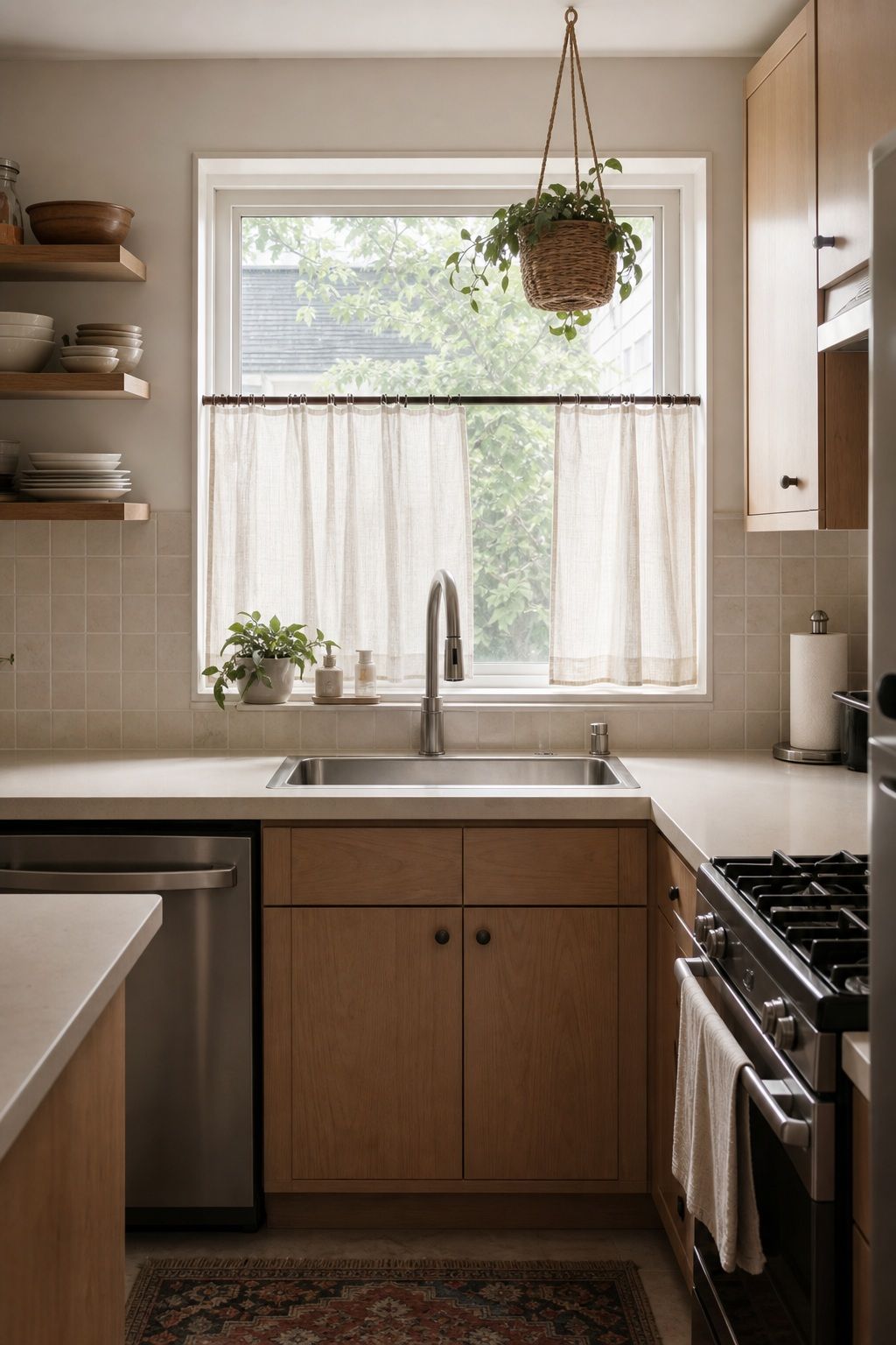 Kitchen: Simple, Functional, Calm small apartment idea for Top 16 Zen Curtain Ideas for a Calm, Serene Home.