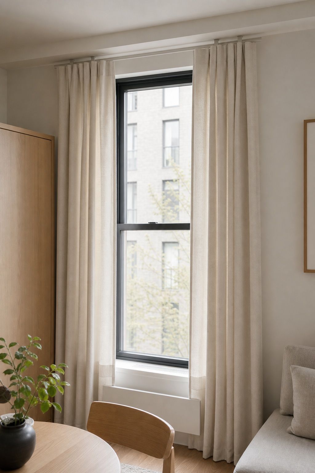 Keep the Hardware Low-Contrast and Quiet small apartment idea for Top 16 Zen Curtain Ideas for a Calm, Serene Home.