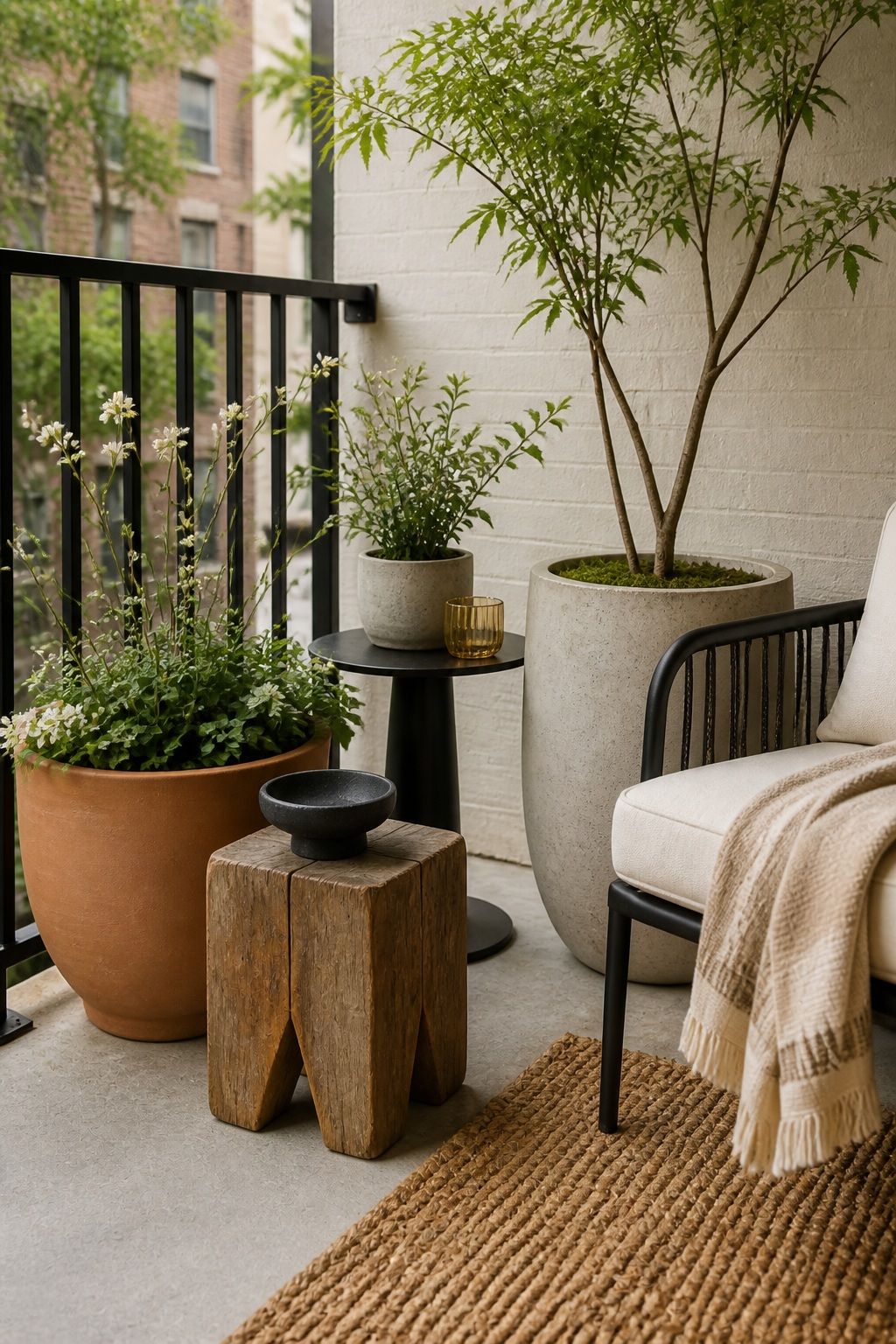 Mix Materials for Visual Tension small apartment idea for Top 16 Avant-Garde Front Porch Spring Decor Ideas for Apartments and Small Outdoor Spaces.