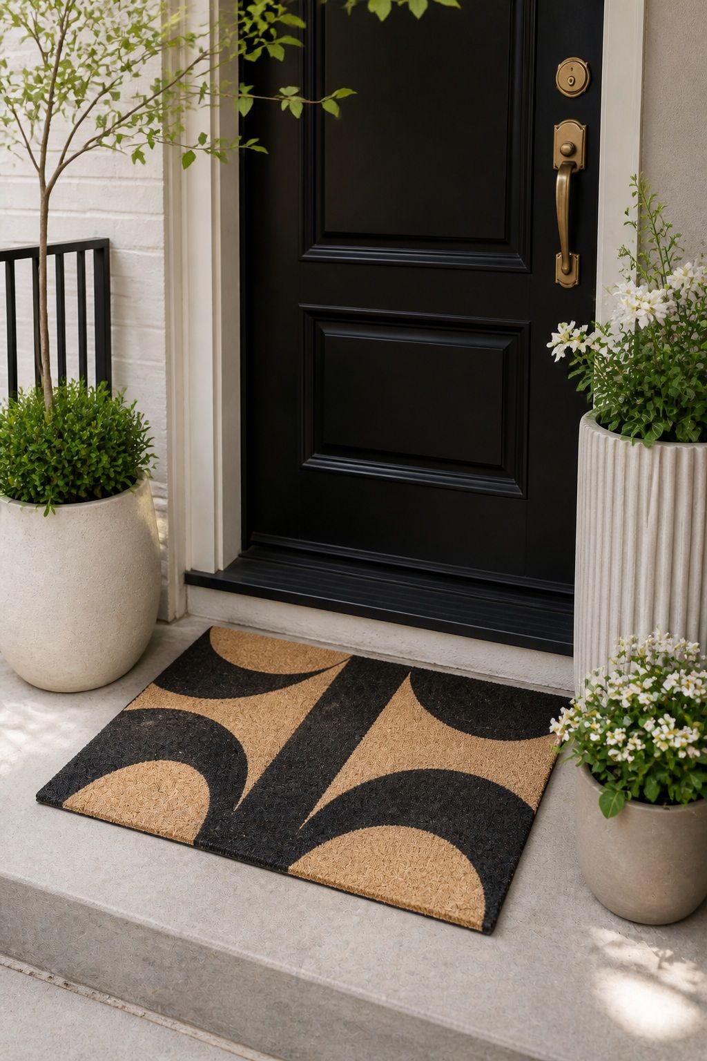 Add a Graphic, Modern Doormat small apartment idea for Top 16 Avant-Garde Front Porch Spring Decor Ideas for Apartments and Small Outdoor Spaces.