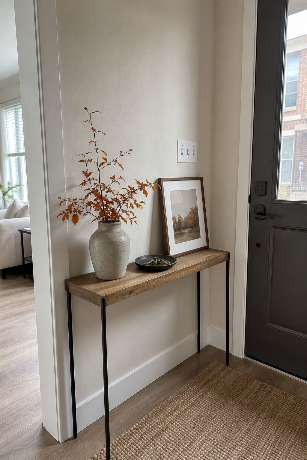 Layer a Console With Three Styled Elements small apartment idea for Top 17 Elegant Autumn Decor for Entryway Ideas in Apartments.