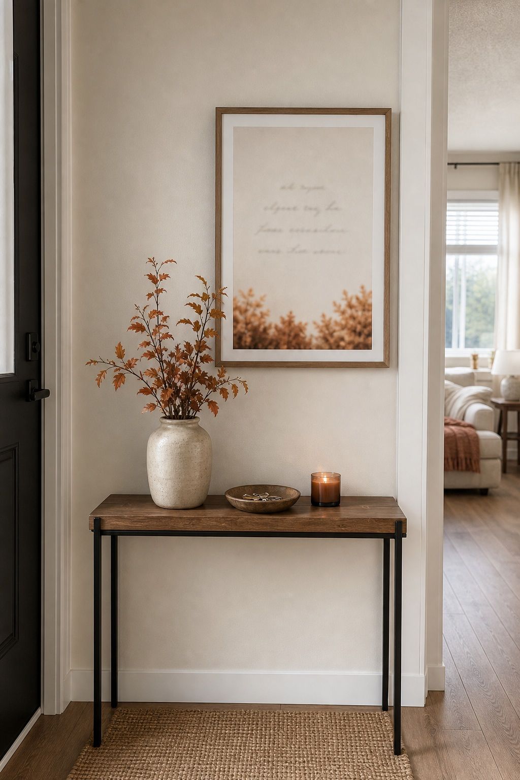 Style a Seasonal Sign or Quote on the Wall small apartment idea for Top 17 Elegant Autumn Decor for Entryway Ideas in Apartments.