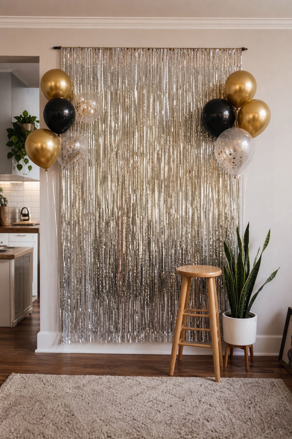 Add a Photo Backdrop Wall small apartment idea for Top 18 Festive New Year Decoration Ideas for Small Apartments.