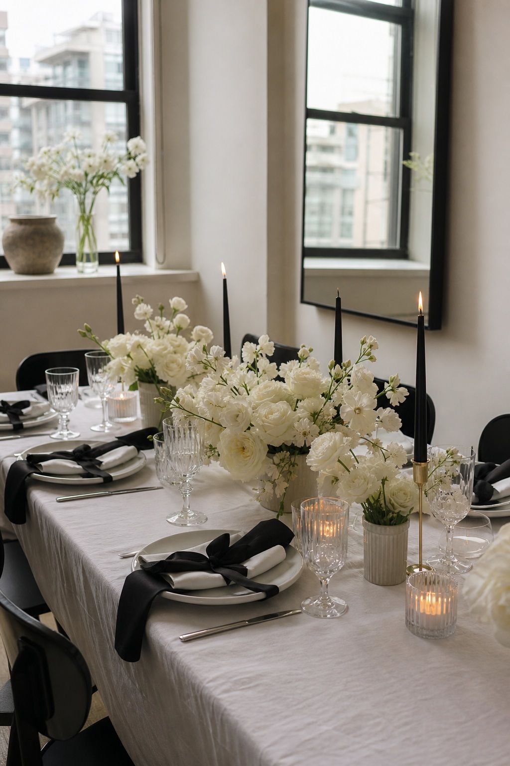 All-White With Black Accent small apartment idea for Top 18 Summer Wedding Color Palette Ideas for Every Aesthetic.