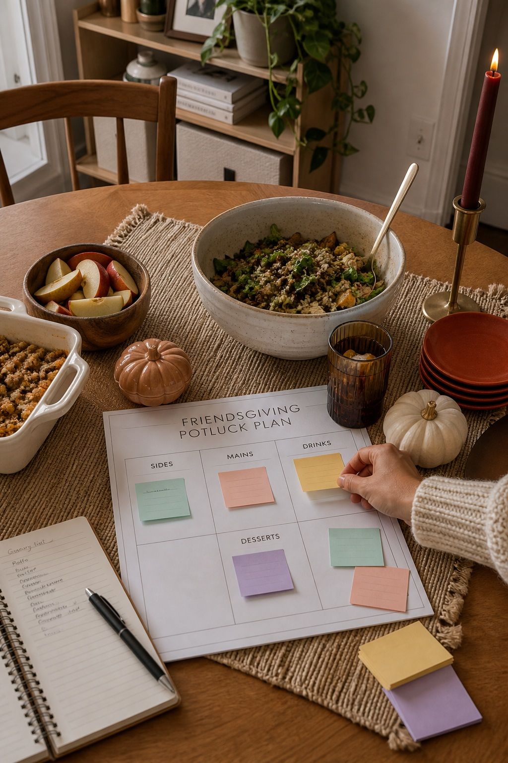 Assign Dishes by Category, Not by Name small apartment idea for Top 18 Friendsgiving Potluck Ideas for an Easy, Organized Feast.
