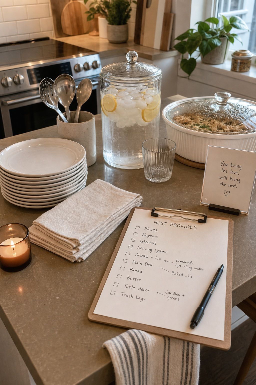 Decide What the Host Provides small apartment idea for Top 18 Friendsgiving Potluck Ideas for an Easy, Organized Feast.