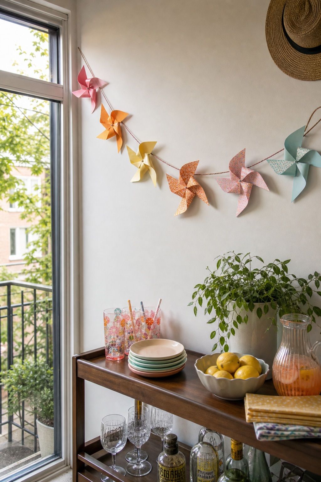 Pinwheel Banner Garland small apartment idea for Top 16 Garland Summer Decor Ideas for Small Apartments.
