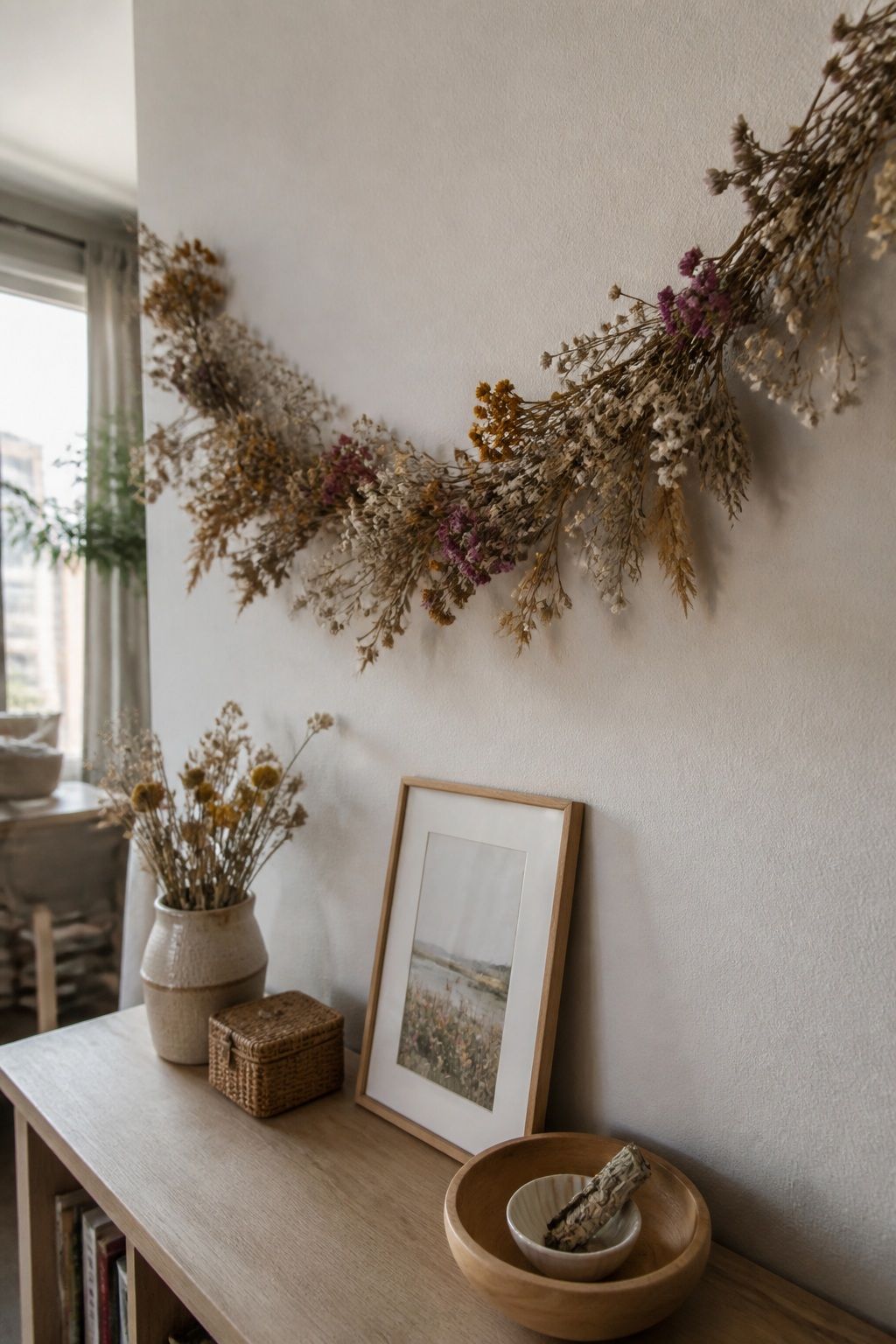 Dried Wildflower Garland small apartment idea for Top 16 Garland Summer Decor Ideas for Small Apartments.