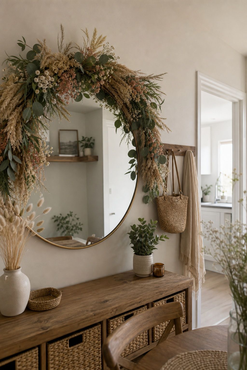 Mixed Dried and Faux Garland small apartment idea for Top 16 Garland Summer Decor Ideas for Small Apartments.