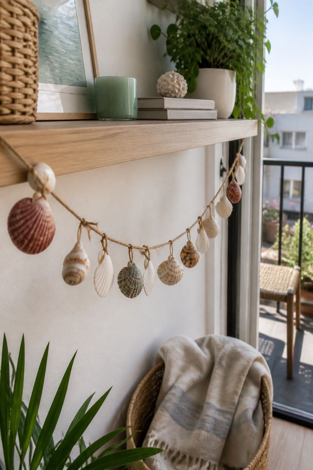 Coastal Shell Garland small apartment idea for Top 16 Garland Summer Decor Ideas for Small Apartments.