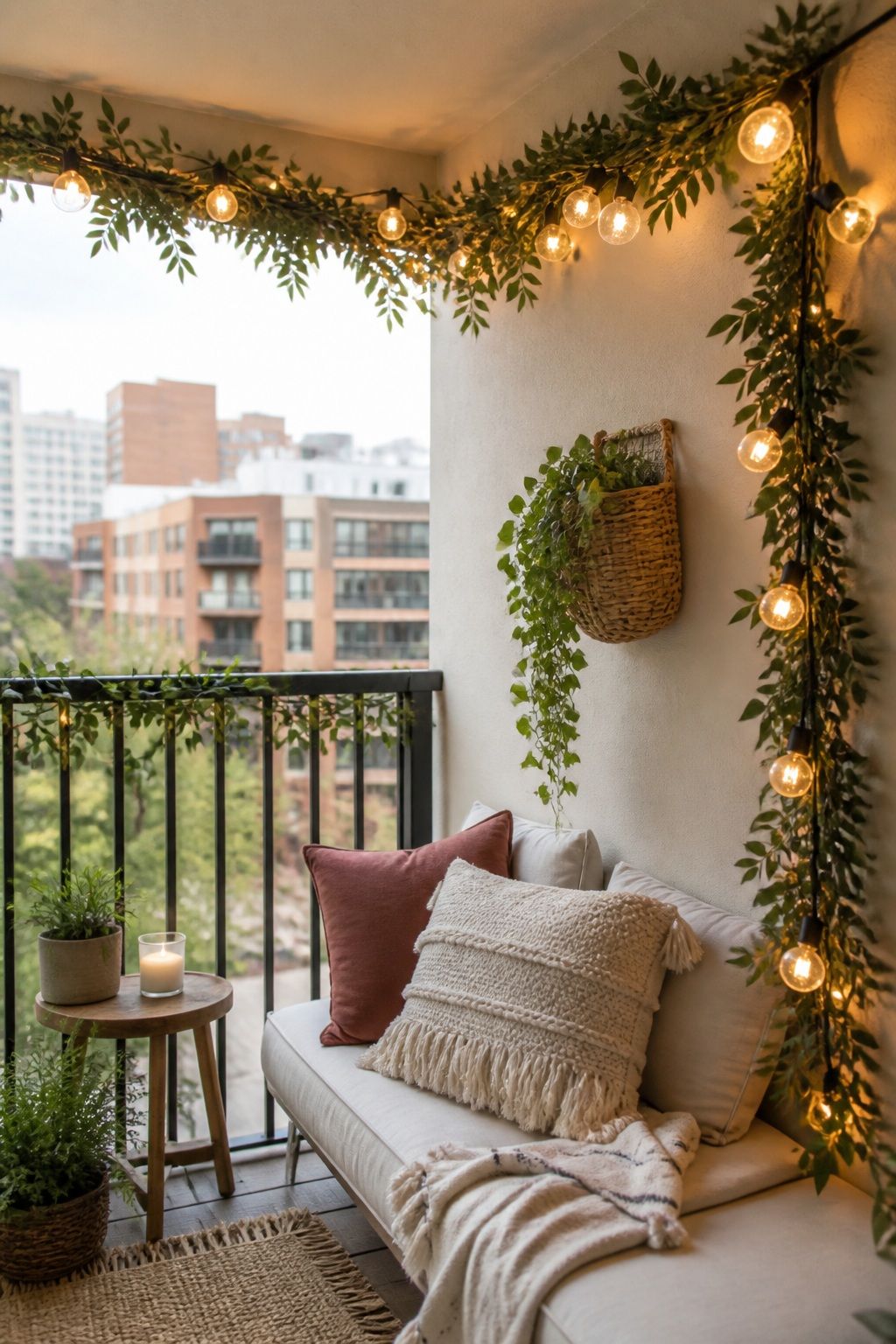 String Light Garland (Bistro Lights) small apartment idea for Top 16 Garland Summer Decor Ideas for Small Apartments.