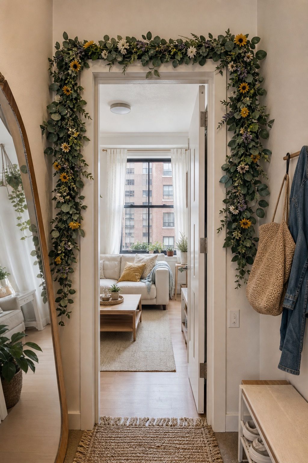Garland Across Doorway Frames small apartment idea for Top 16 Garland Summer Decor Ideas for Small Apartments.