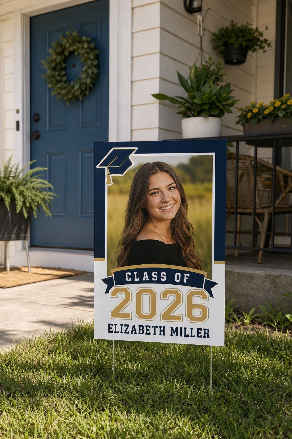 Single Senior Portrait Yard Sign small apartment idea for Top 17 Best Graduation Yard Sign Ideas to Celebrate at Home.