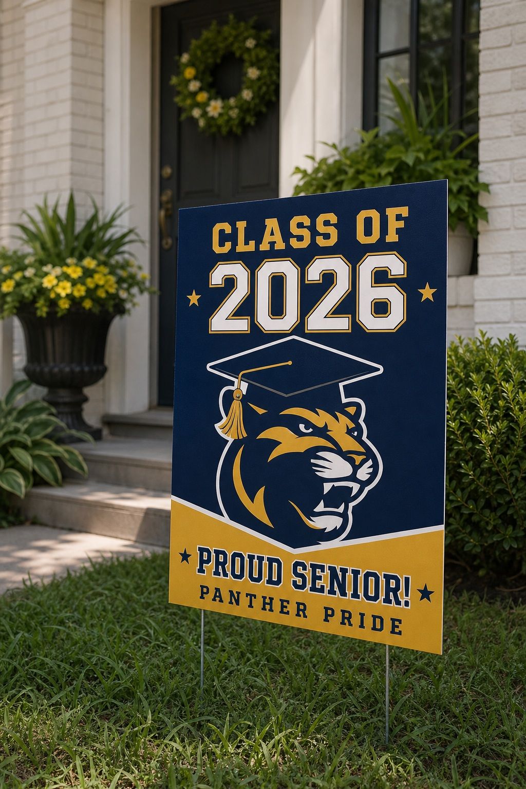 School Color Mascot Yard Sign small apartment idea for Top 17 Best Graduation Yard Sign Ideas to Celebrate at Home.