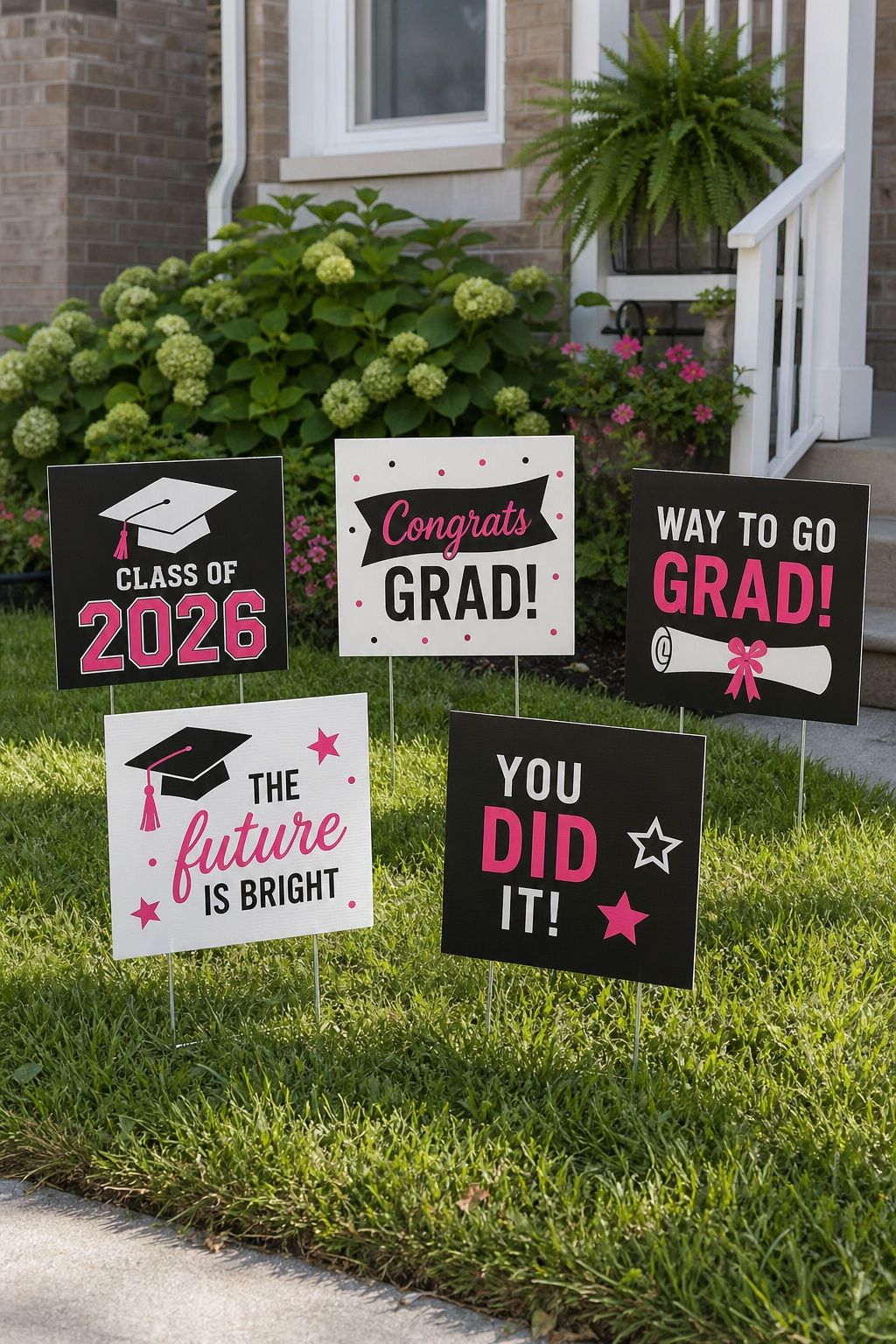 Coordinated Color Set (Multiple Smaller Signs) small apartment idea for Top 17 Best Graduation Yard Sign Ideas to Celebrate at Home.