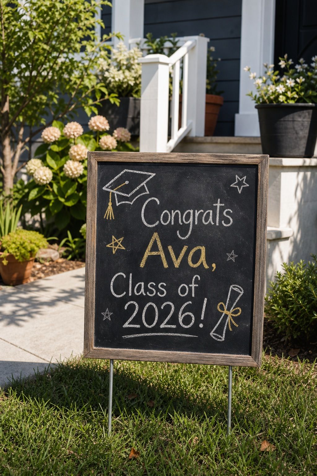 Chalkboard Yard Sign with Custom Message small apartment idea for Top 17 Best Graduation Yard Sign Ideas to Celebrate at Home.