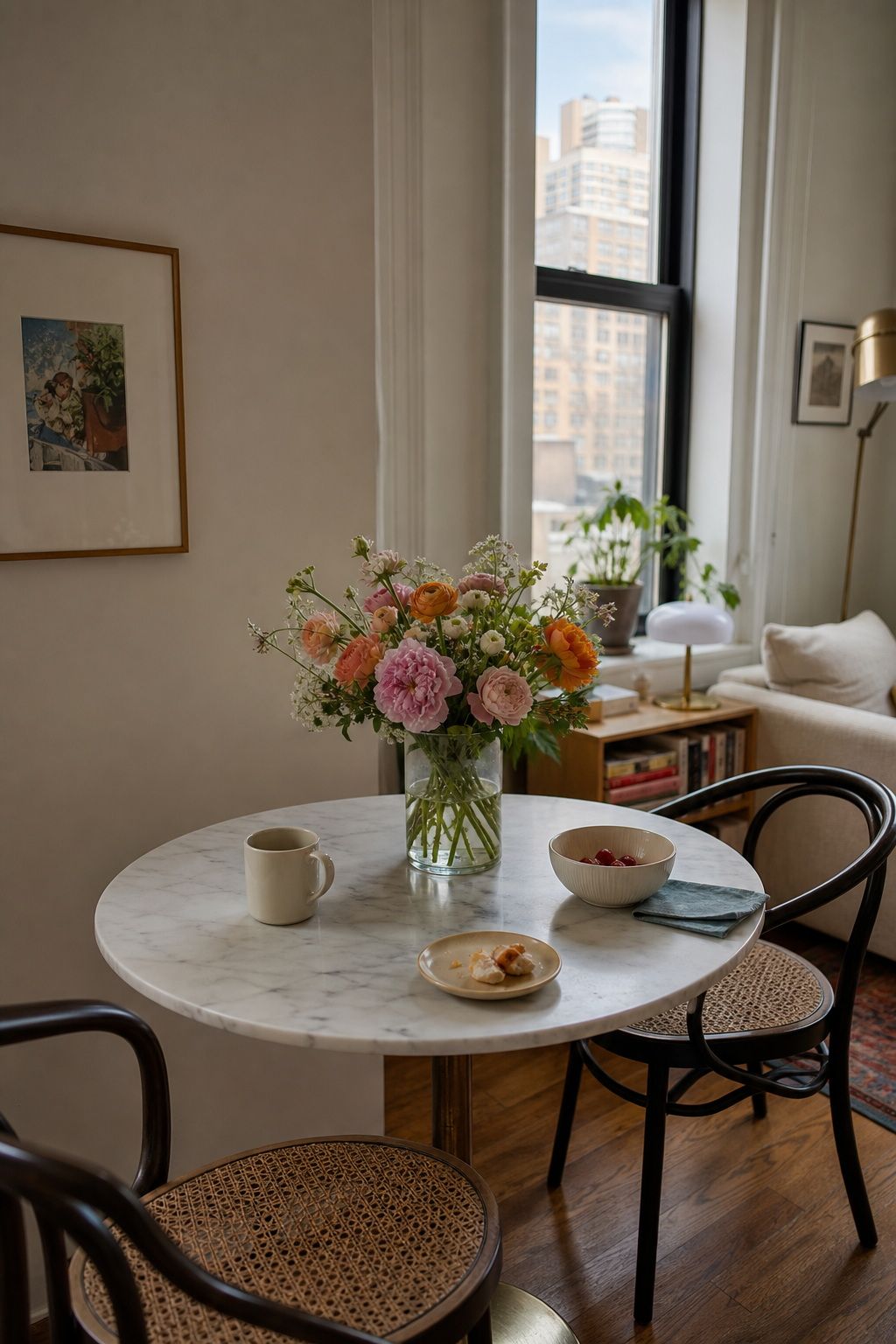 Fresh Flower Centerpiece on the Table small apartment idea for Top 15 Mother's Day Decoration Ideas for a Beautiful Celebration at Home.