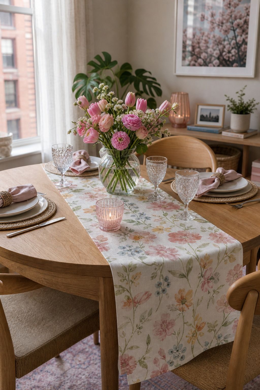 Spring Table Runner small apartment idea for Top 15 Mother's Day Decoration Ideas for a Beautiful Celebration at Home.