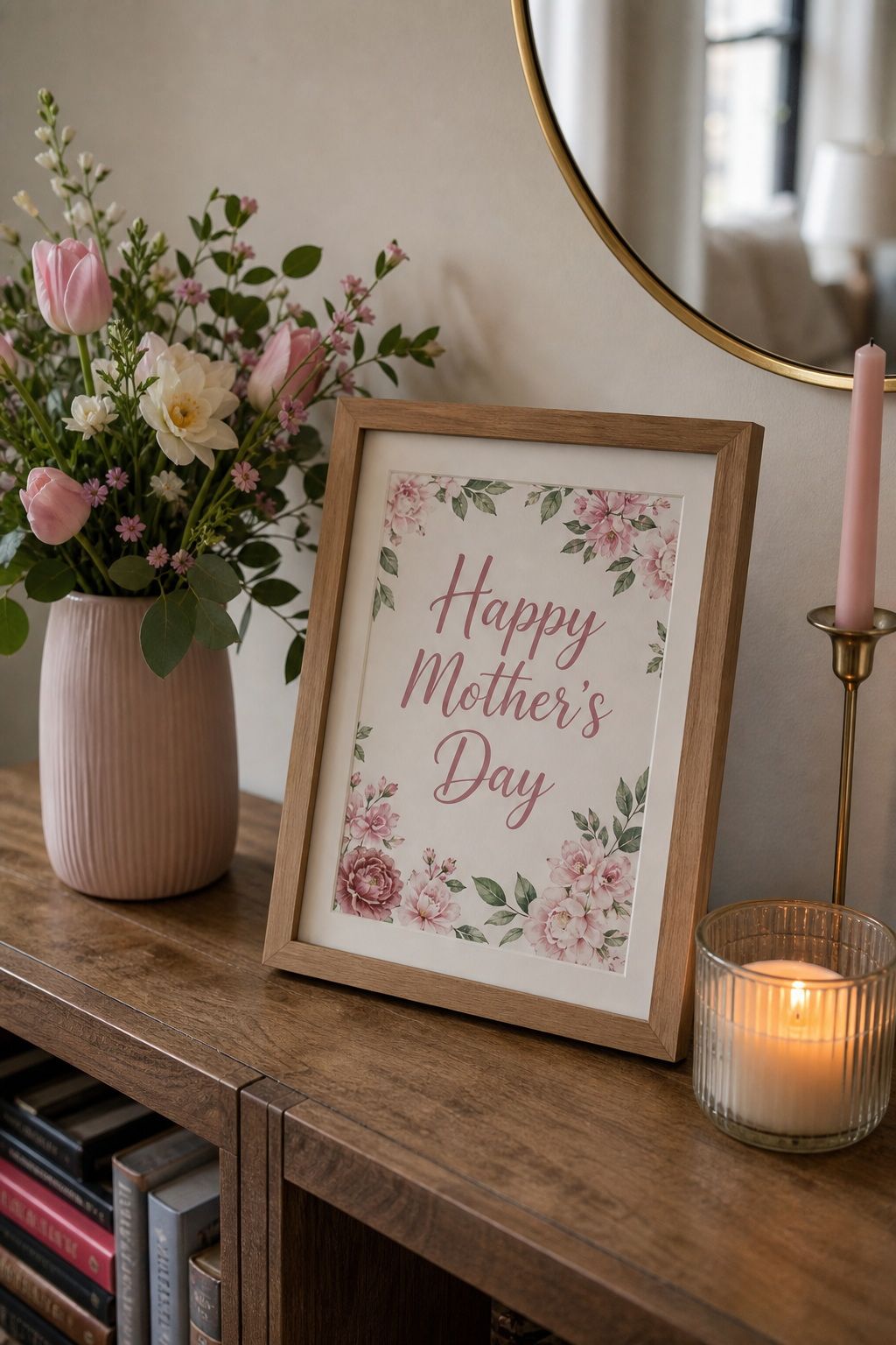 Framed "Happy Mother's Day" Sign small apartment idea for Top 15 Mother's Day Decoration Ideas for a Beautiful Celebration at Home.