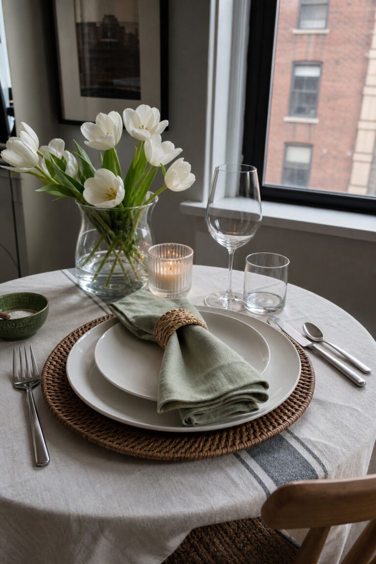 Start With the Layering Formula small apartment idea for Top 17 Spring Table Decor Ideas for Small Apartments.
