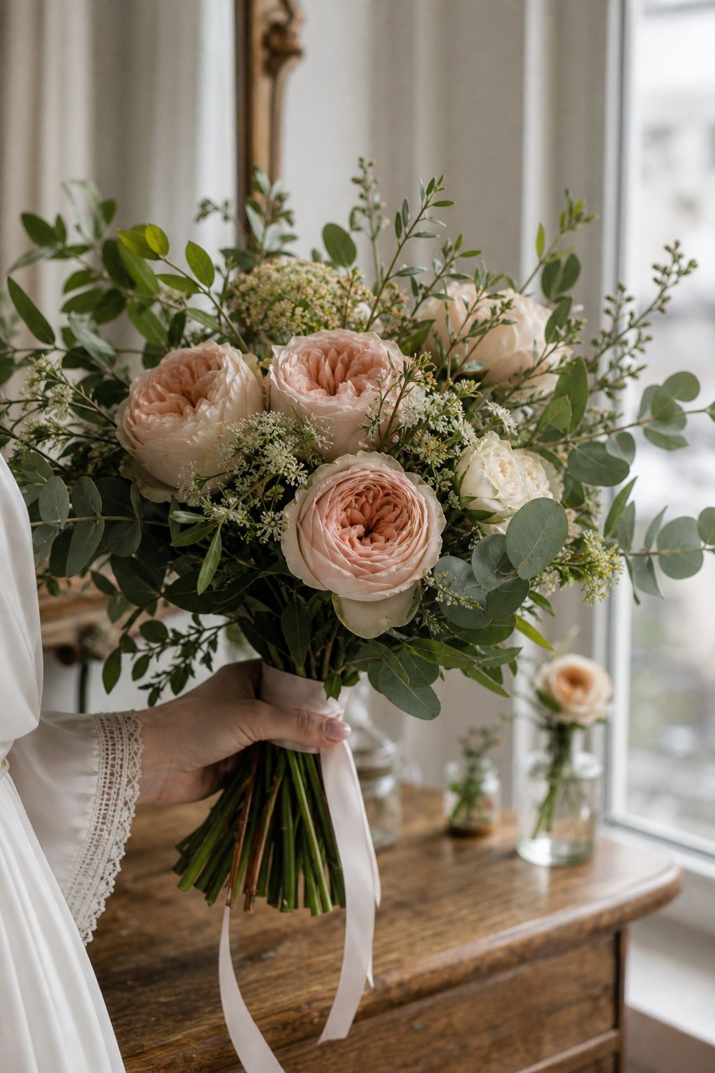 Garden Rose Hand-Tied With Greenery small apartment idea for Top 18 Spring Wedding Flower Bouquet Ideas for Every Bridal Style.